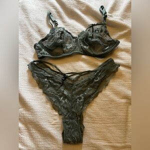 Blush Lace Bra and Panty Set in Light Green